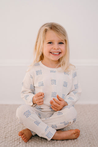 Ekose Çiçek Uzun Kollu Tshirt Pantolon Set
