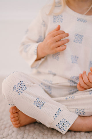 Ekose Çiçek Uzun Kollu Tshirt Pantolon Set