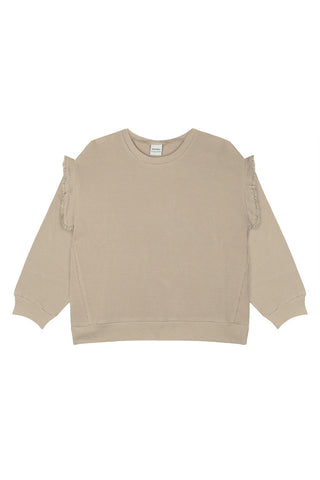 Bej Dantel Detaylı Sweatshirt