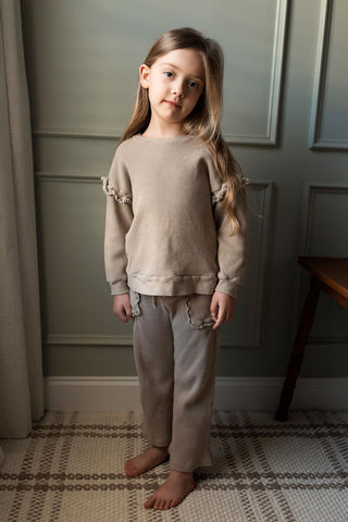 Bej Dantel Detaylı Sweatshirt
