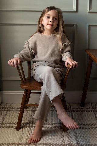 Bej Dantel Detaylı Sweatshirt