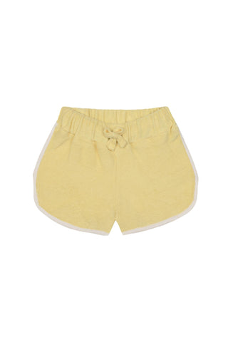 Beyaz Kontrast Detaylı Sarı Havlu Bluz Şort Set