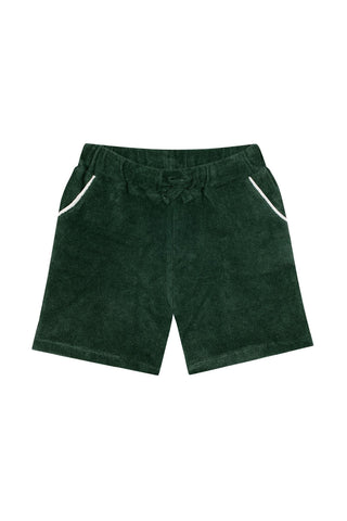 Beyaz Kontrast Detaylı Yeşil Havlu Kısa Kollu Set