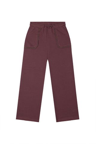 Bordo Dantel Detaylı Eşofman