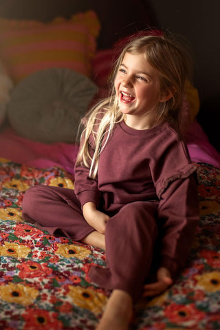 Bordo Dantel Detaylı Eşofman