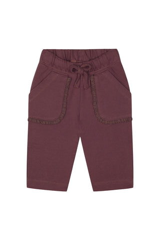 Bordo Dantel Detaylı Pantolon