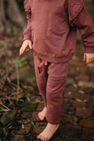 Bordo Dantel Detaylı Pantolon