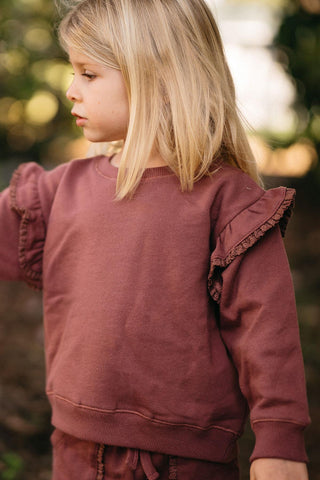 Bordo Dantel Detaylı Sweatshirt