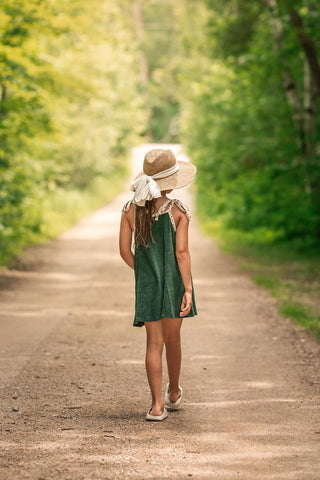 Çiçek Detaylı Yeşil Havlu Elbise