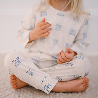 Ekose Çiçek Uzun Kollu Tshirt Pantolon Set