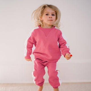 Kontrast Pembe Sweatshirt Pantolon Set