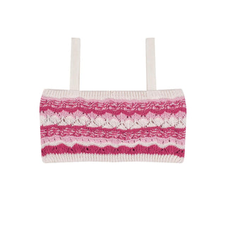 Pembe Jakarlı Triko Şortlu Set