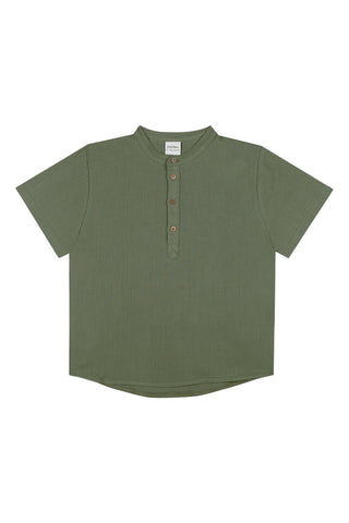 Yeşil Müslin Kısa Kollu Tshirt Şort Set